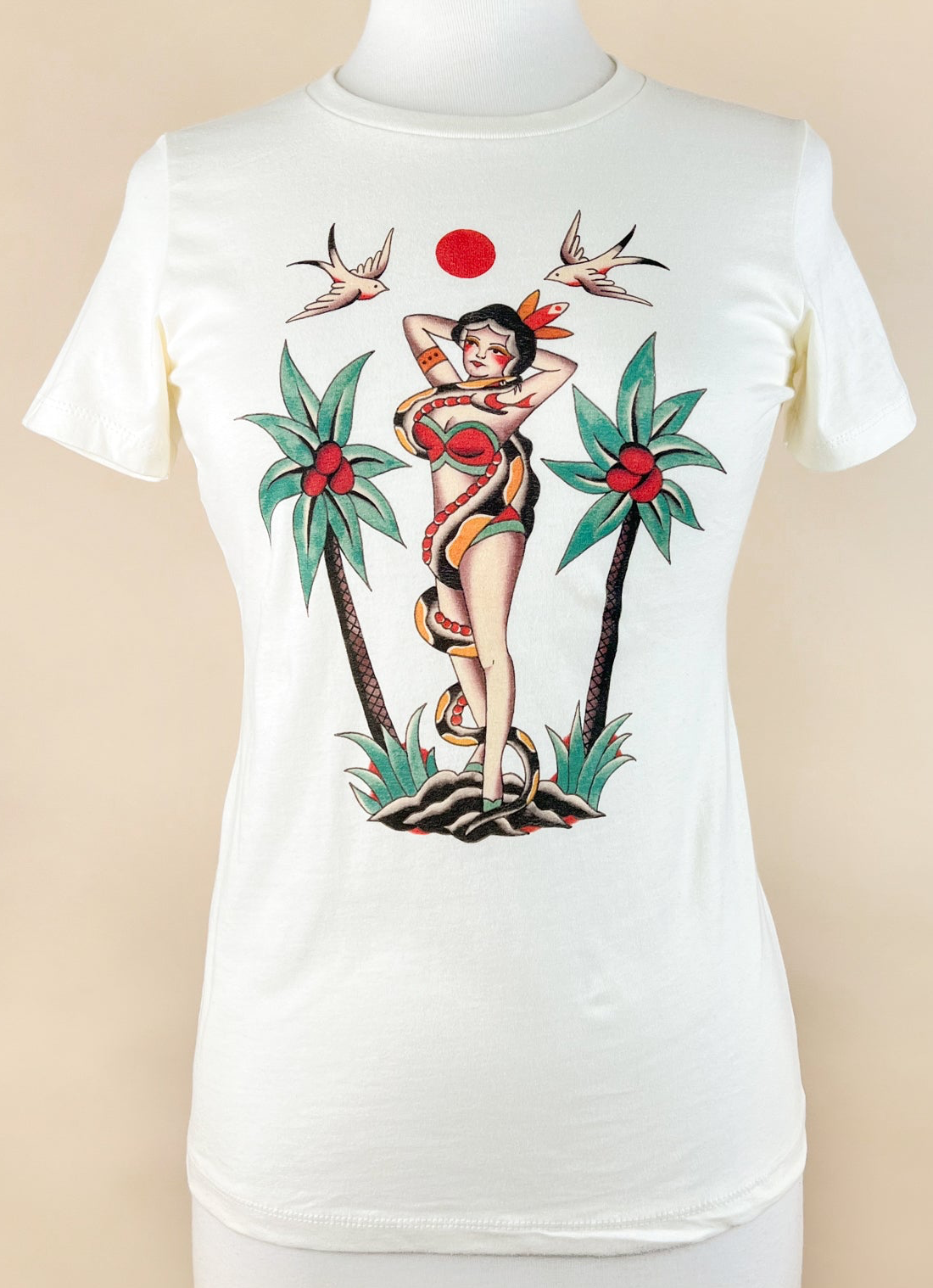 Mischief Made Snake Charmer Fitted Tee In Ivory