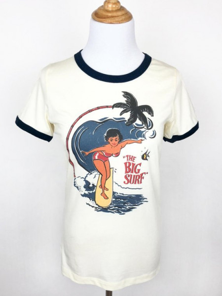 The big surf Ringer T-shirt in Natural/Navy